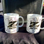 World famous Z-Rock "Doodle" mugs customized by Tim Buc Moore at Lynn's Coffee & Crepes in Paradise California for Wake the Buc Up on 106.7 Z-Rock February 10th 2022