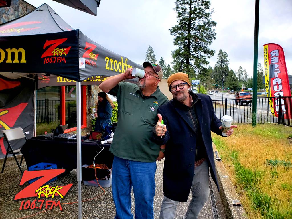 Tim Buc Moore with a loyal Buc Head at Cozy Diner in Paradise California for Wake the Buc Up on 106.7 Z-Rock April 21st 2022
