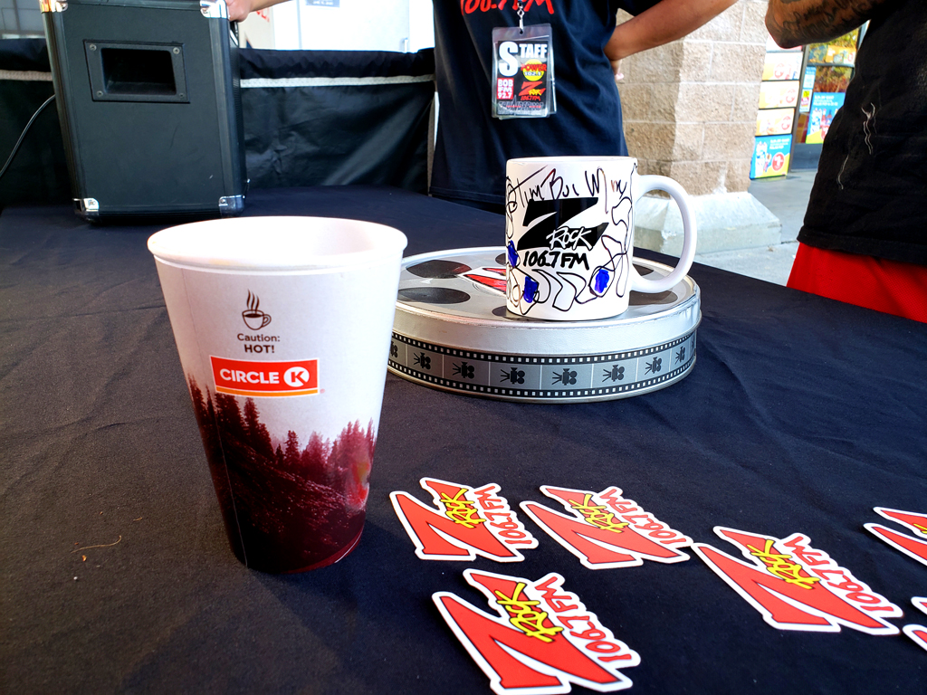 World famous Z-Rock "Doodle" mug customized by Tim Buc Moore at PV Circle K/Chevron in Chico California for Wake the Buc Up on 106.7 Z-Rock June 2nd 2022