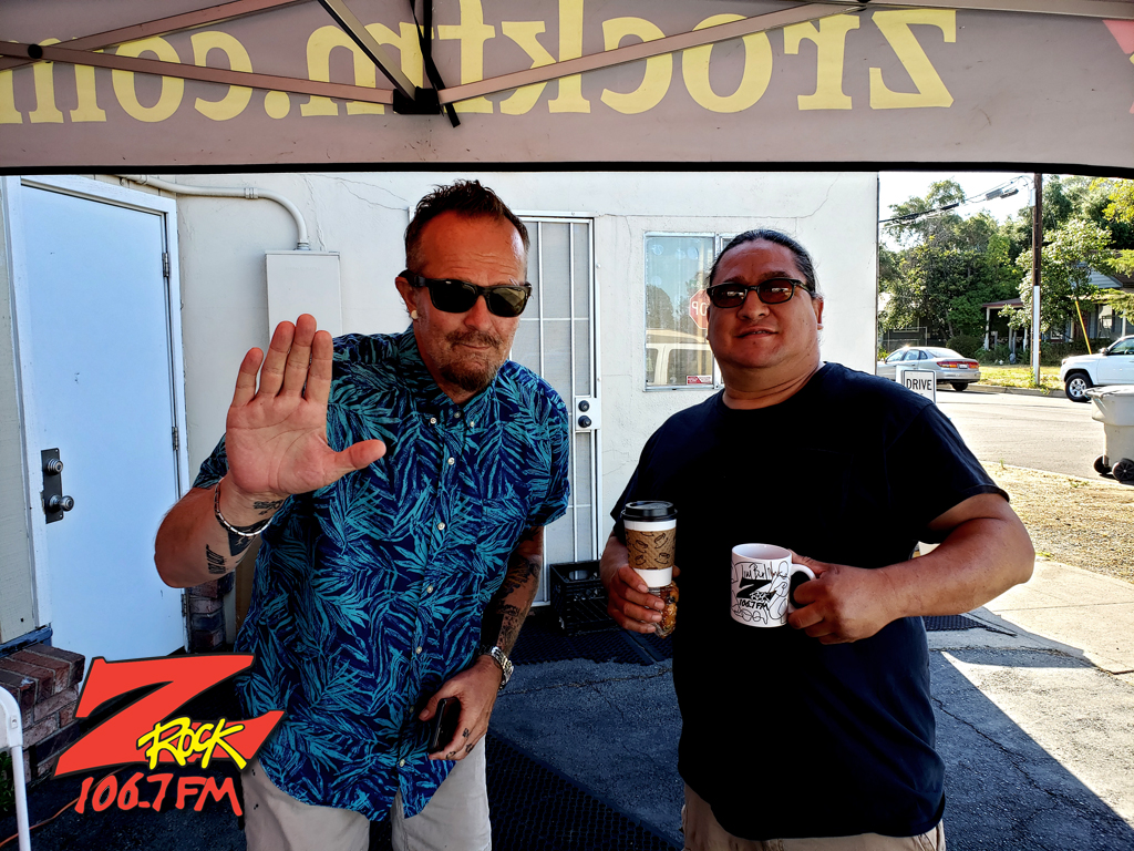 Tim Buc Moore with a loyal Buc Head at Lots' A Java in Oroville California for Wake the Buc Up on 106.7 Z-Rock June 16th 2022