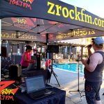 Z-Rocker sings 90s karaoke at the Doubletree by Hilton in Chico CA during 106.7 Z-Rock's 90s Karaoke pool party