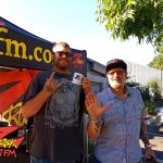 Tim Buc Moore with a loyal Buc Head at Fresh Twisted Cafe in Chico California for Wake the Buc Up on 106.7 Z-Rock August 4th 2022