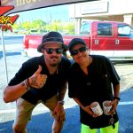 Tim Buc Moore with a loyal Buc Head at Betty Cakes & Coffee in Oroville California for Wake the Buc Up on 106.7 Z-Rock August 18th 2022