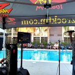 Z-Rocker sings 90s karaoke at the Doubletree by Hilton in Chico CA during 106.7 Z-Rock's 90s Karaoke pool party