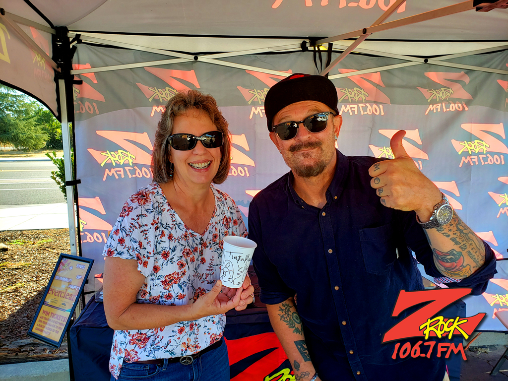 Tim Buc Moore with a loyal Buc Head at Fast Track Gas & Food in Los Molinos California for Wake the Buc Up on 106.7 Z-Rock August 11th 2022