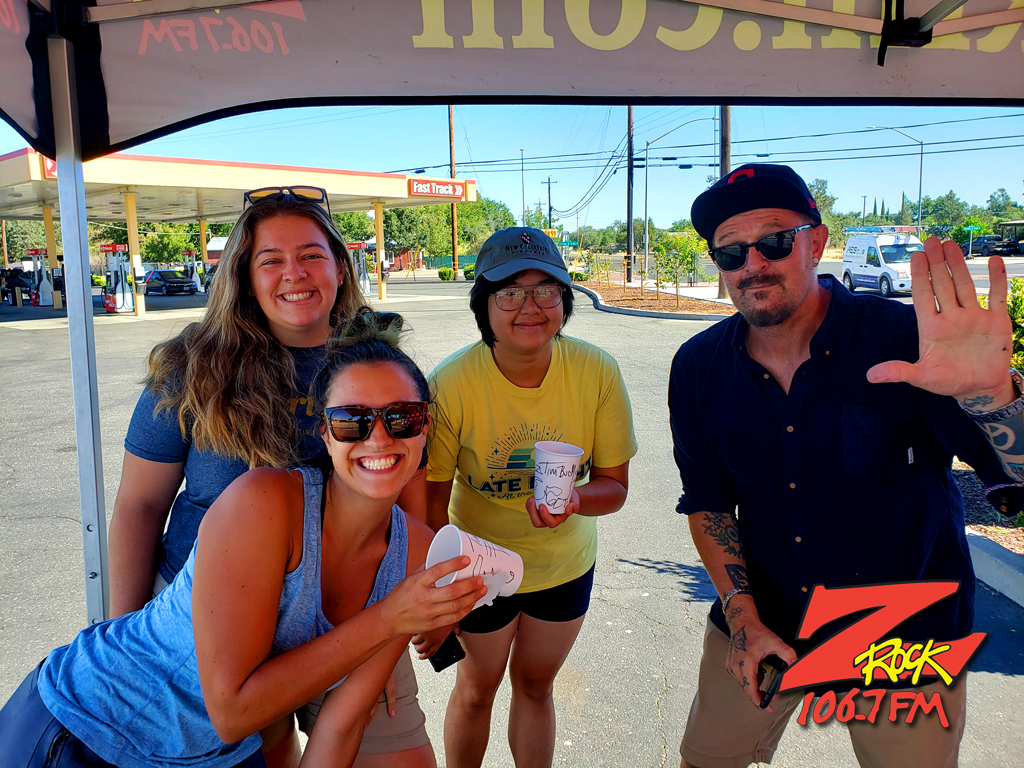 Tim Buc Moore with loyal Buc Heads at Fast Track Gas & Food in Los Molinos California for Wake the Buc Up on 106.7 Z-Rock August 11th 2022
