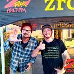 Tim Buc Moore with a loyal Buc Head at Olson House Coffee in Oroville California for Wake the Buc Up on 106.7 Z-Rock October 13th 2022
