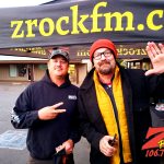 Tim Buc Moore with a loyal Buc Head at Mad Natters Donuts in Paradise California for Wake the Buc Up on 106.7 Z-Rock October 28th 2022