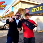 Tim Buc Moore with a loyal Buc Head at Fresh Twisted Cafe in Chico California for Wake the Buc Up on 106.7 Z-Rock October 6th 2022