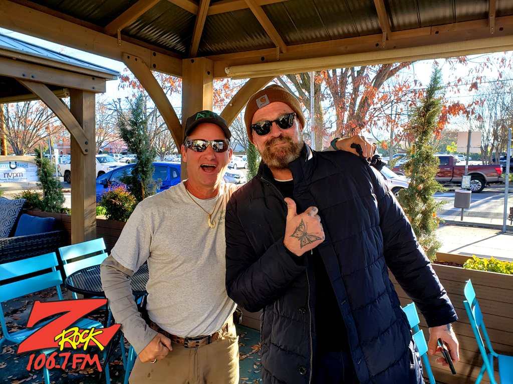 Tim Buc Moore with a loyal Buc Head at The Coffee Ranch in Chico California for Wake the Buc Up on 106.7 Z-Rock December 15th 2022