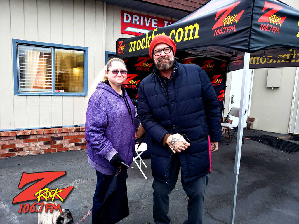 Tim Buc Moore with a loyal Buc Head at Lots' A Java in Oroville California for Wake the Buc Up on 106.7 Z-Rock December 22nd 2022