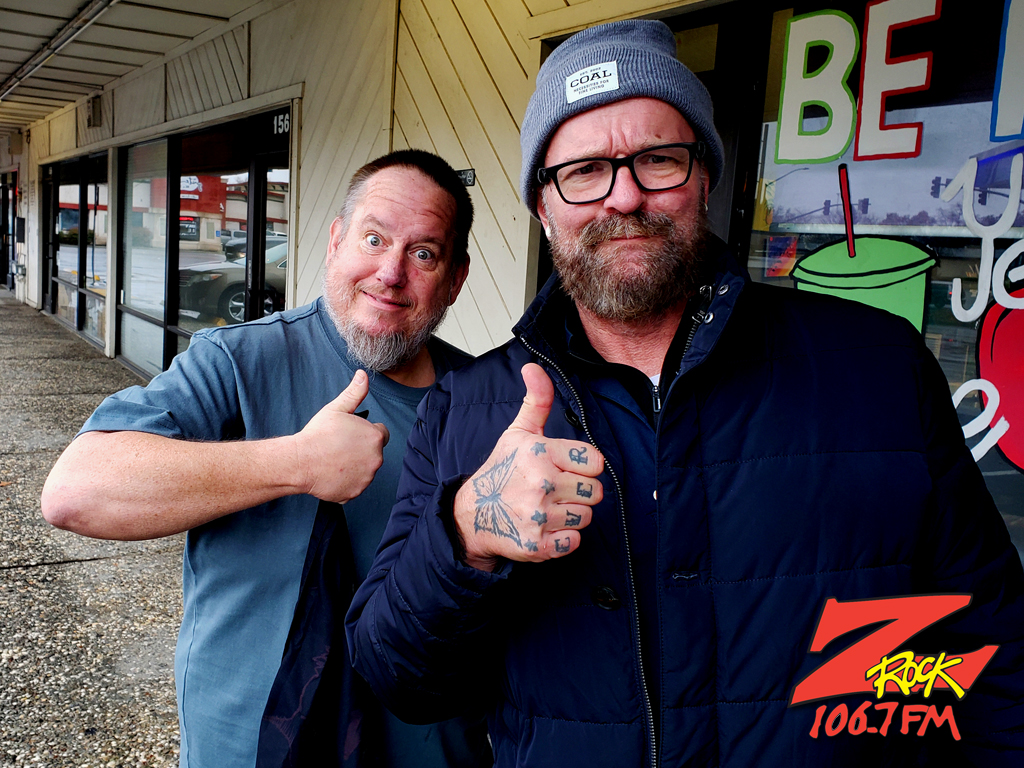 Tim Buc Moore with a loyal Buc Head at Fresh Twisted Cafe in Chico California for Wake the Buc Up on 106.7 Z-Rock December 29th 2022