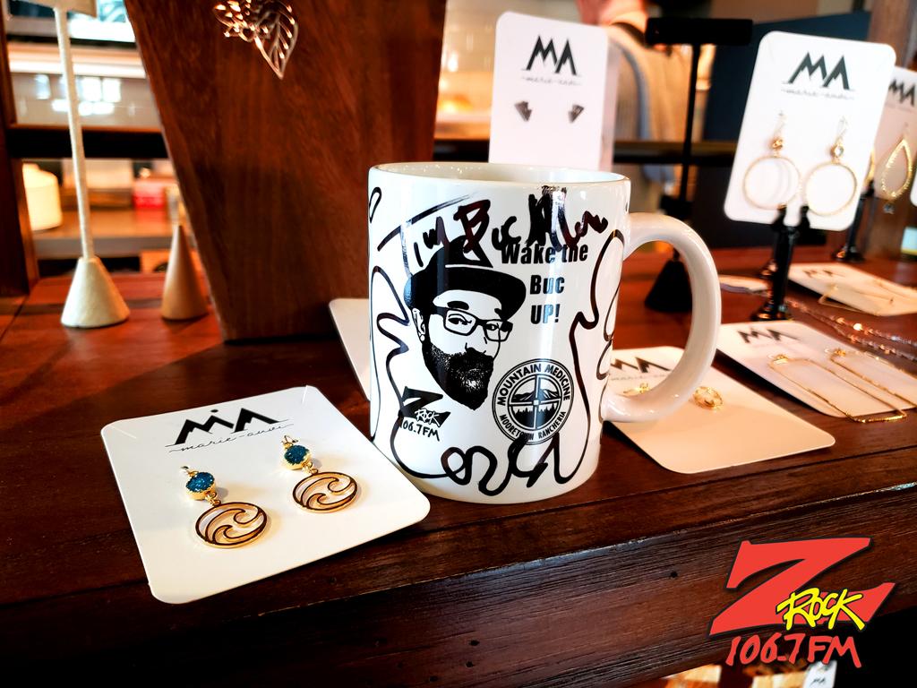World famous Z-Rock "Doodle Mug" customized by Tim Buc Moore at Grateful Bean in Chico California for Wake the Buc Up on 106.7 Z-Rock February 16th 2023