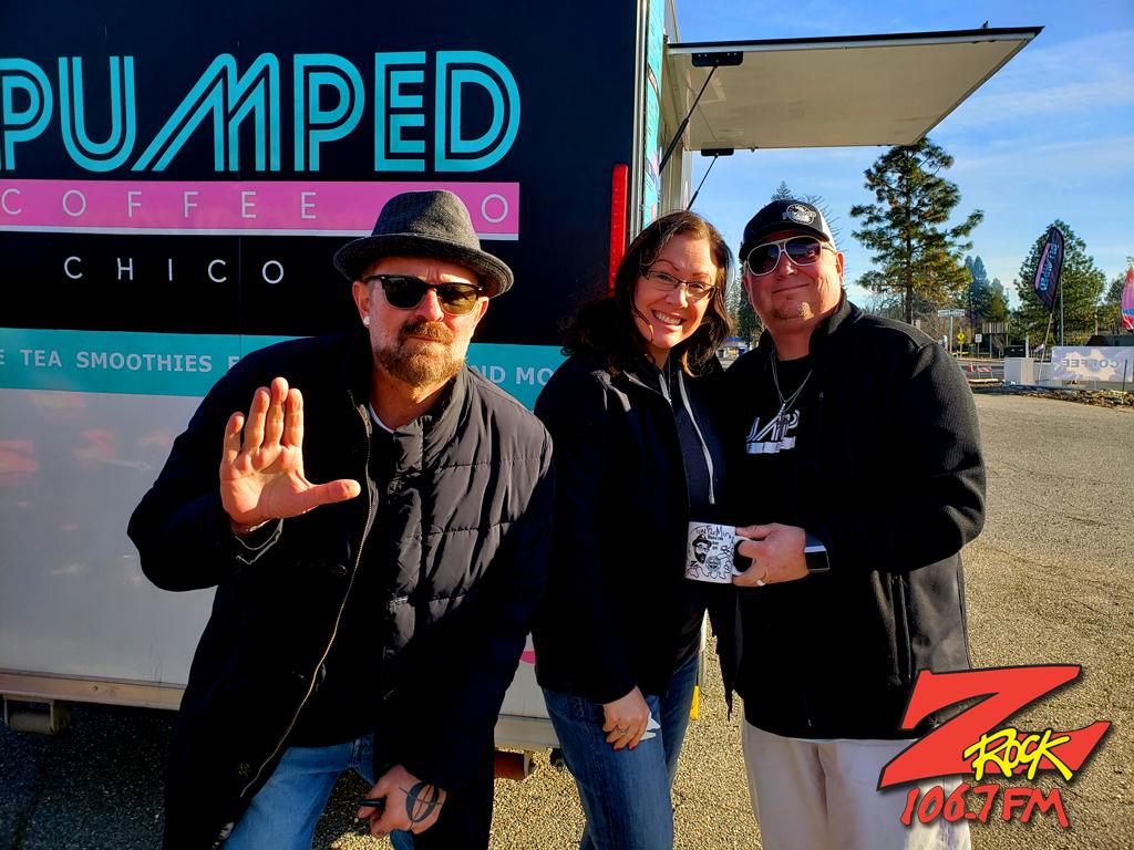 Tim Buc Moore with loyal Buc Heads at Pumped Coffee in Paradise California for Wake the Buc Up on 106.7 Z-Rock February 2nd 2023